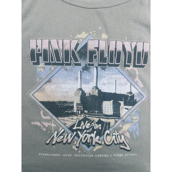 Pink Floyd Girls Youth XL Cropped Tank Top Tan Rock n Roll New York City Graphic - Picture 2 of 6